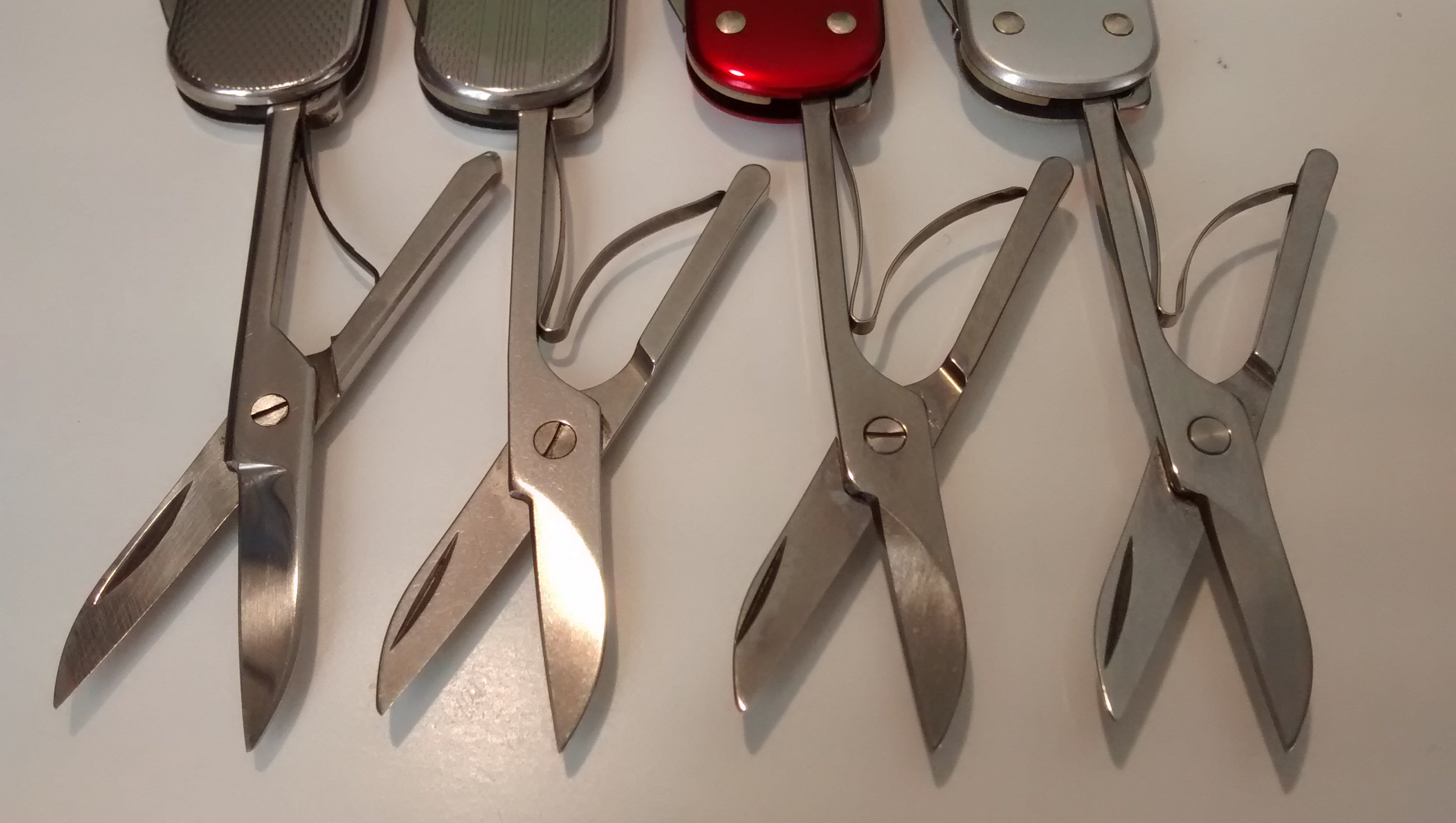 74mm Scissors Evolution - Approximate Dating L to R: Pre-1975, 1975-1990, 1990-1991, 1991-2007