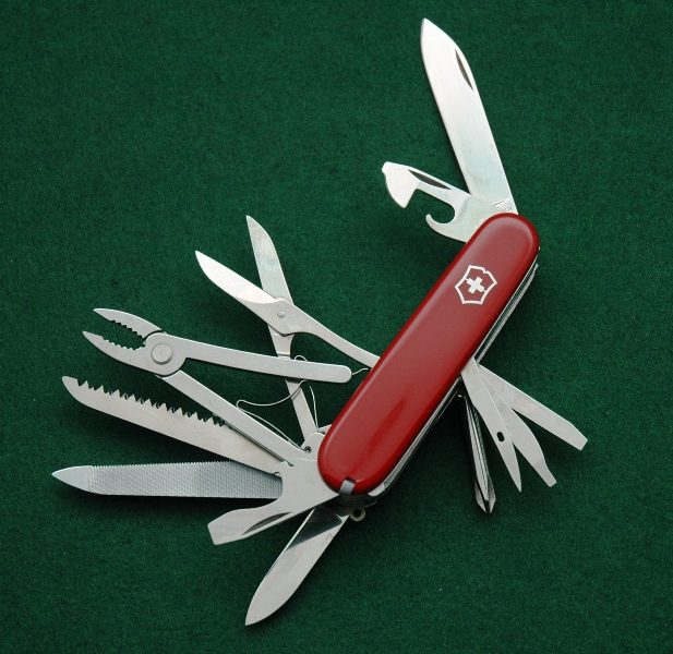 Victorinox Craftsman knife made c. 1987. This is the very first version of the Craftsman with the then-new pliers tool. This model has the original style pliers, only available for about 2 years (1986-1987). 