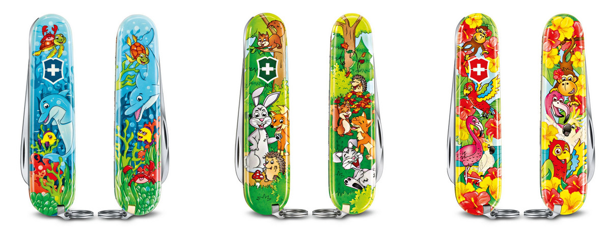 My First Victorinox Children Sets, Animal Edition - Dolphin, Rabbit and Parrot