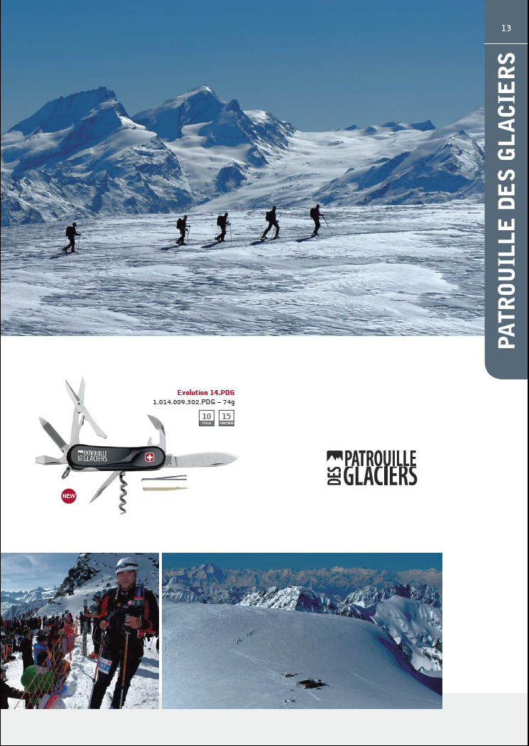 The Patrouille des Glaciers page from the Wenger Euro Catalog 2012