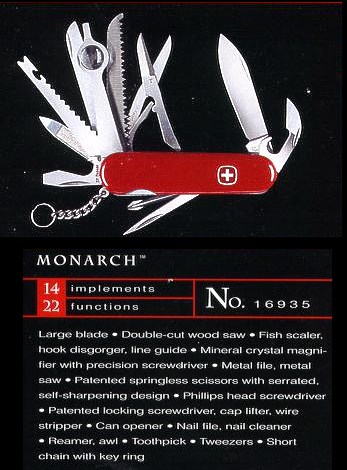 The Monarch is a larger Wenger knife much like the Champion is for Victorinox.