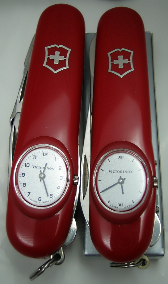 Victorinox Timekeeper and SuperTimer with  the different hour marks